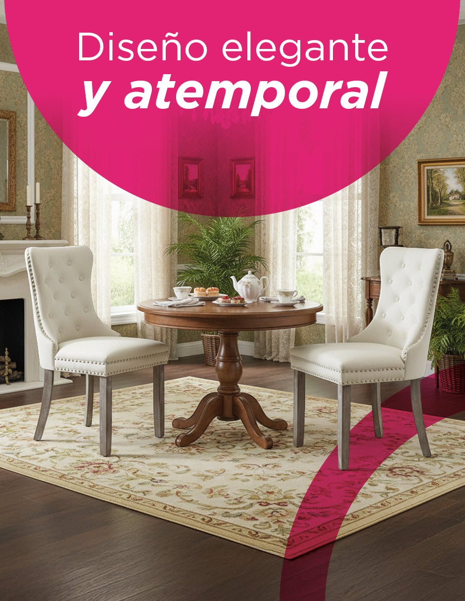 Set de Silla para Comedor o Tocador Palma Vanlig - Tapizado Confort Crema con Diseño Nórdico