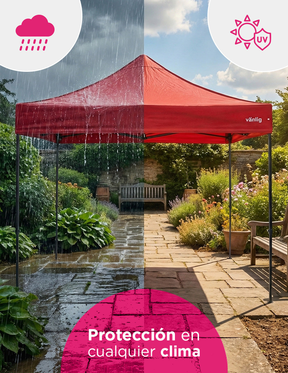 Toldo 3X3 Super Reforzado Hexagonal Rojo