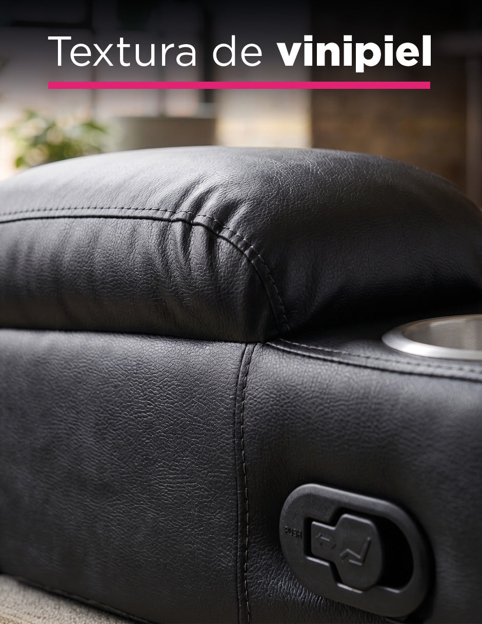Sillón Reposet Manual Napoli Vanlig - Reclinable de Vinipiel Negro para Sala u Oficina