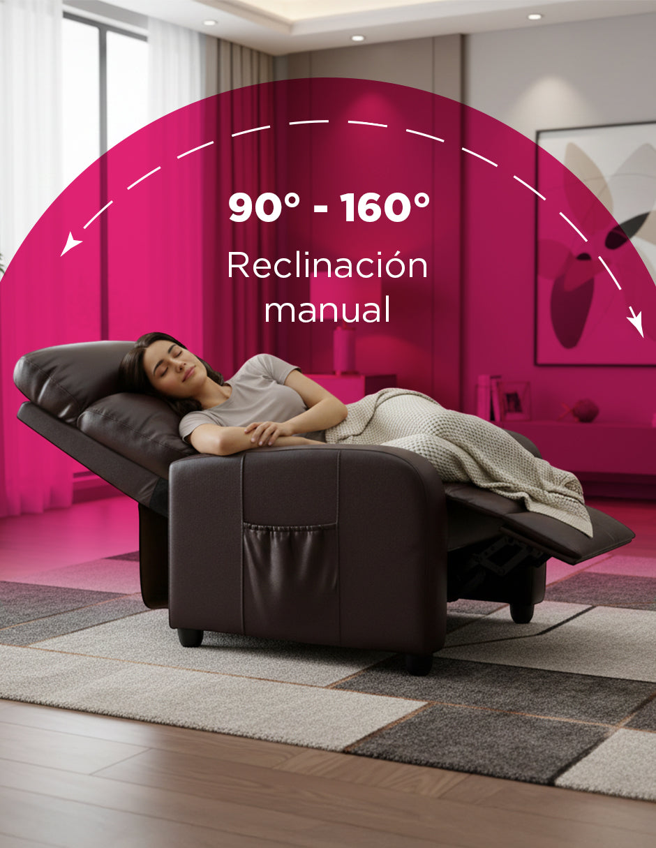 Sillon Reposet Reclinable Pushback Con Masaje Torino Café Vinipiel