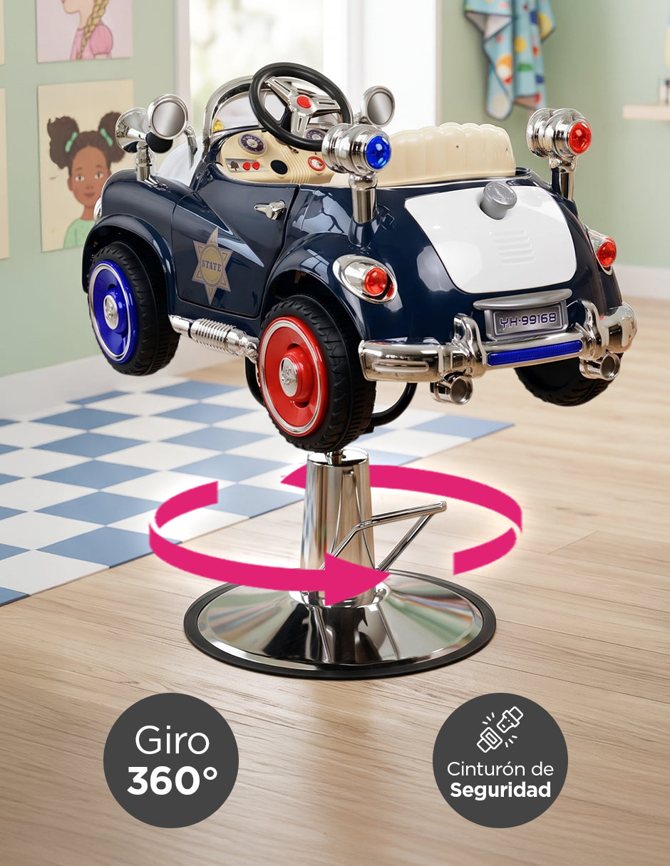 Sillón de Barbería Infantil Lucca de Vanlig con Diseño de Patrulla y Luces LED