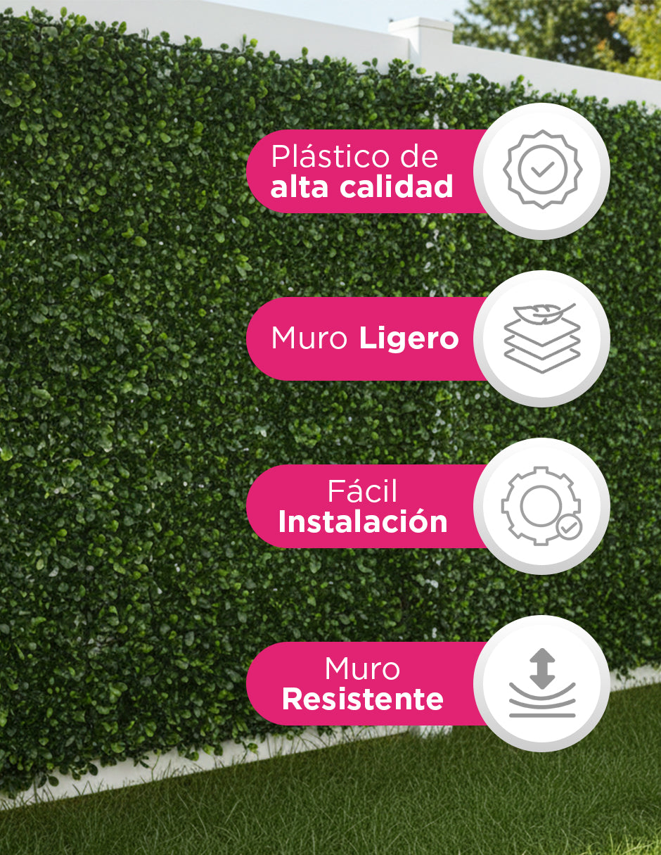Muro Verde Follaje Artificial Sintético Pared 60 X 40 Cm (20 Piezas)