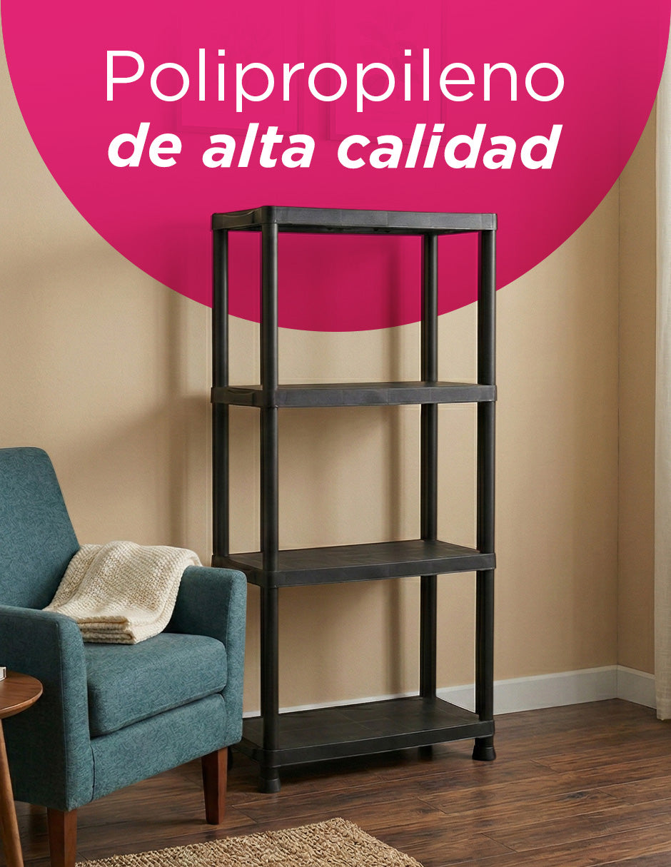 Estantería Organizadora 4 Niveles Color Negro de Vanlig - Plástico Resistente, 61x31x131 cm