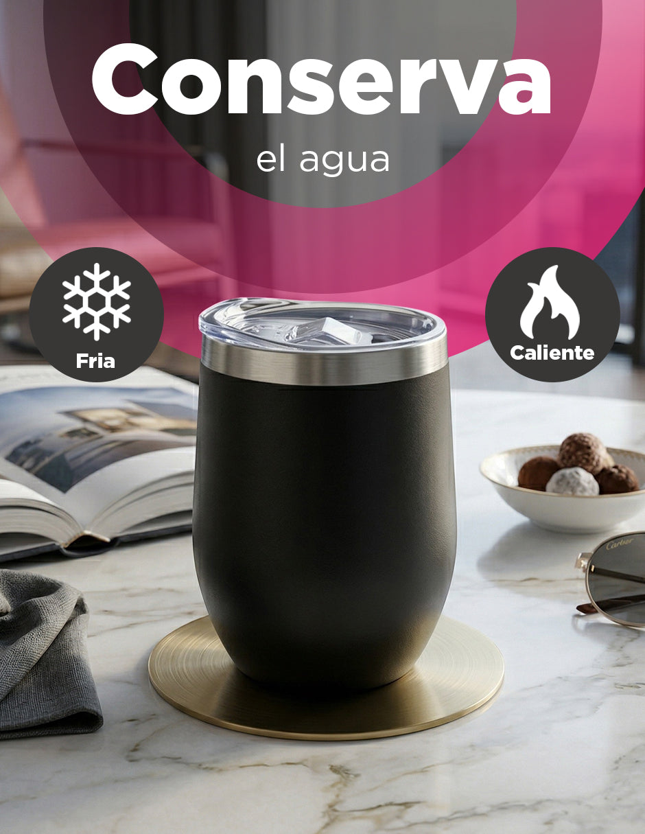 Set de 50 Vasos Térmicos Tipo Copa Huevo Kopp 12oz Negro