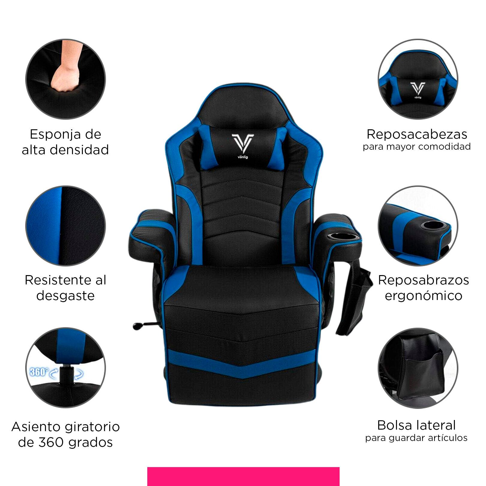 Sillón Gamer Eléctrico con Masaje Titan Azul