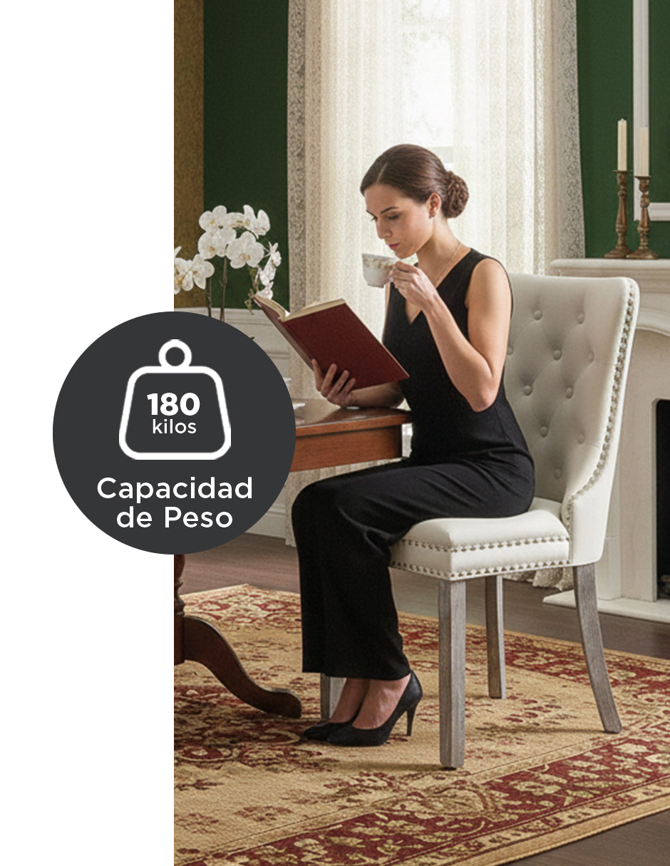 Set de Silla para Comedor o Tocador Palma Vanlig - Tapizado Confort Crema con Diseño Nórdico