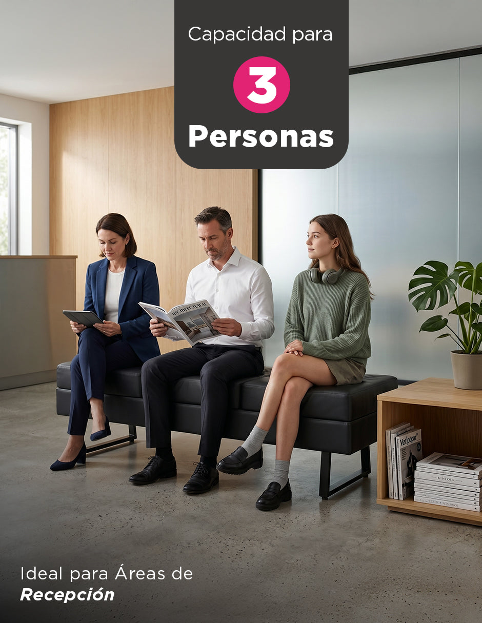 Banca de Espera para Recepción Caivano Negro de 3 Plazas