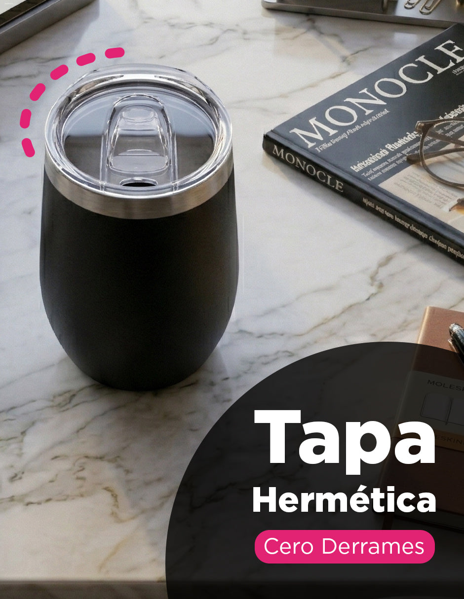 Set de 50 Vasos Térmicos Tipo Copa Huevo Kopp 12oz Negro
