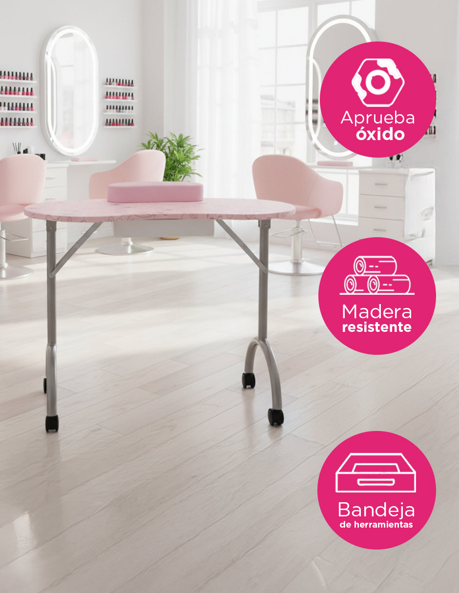 Mesa Para Uñas Baku Rosa