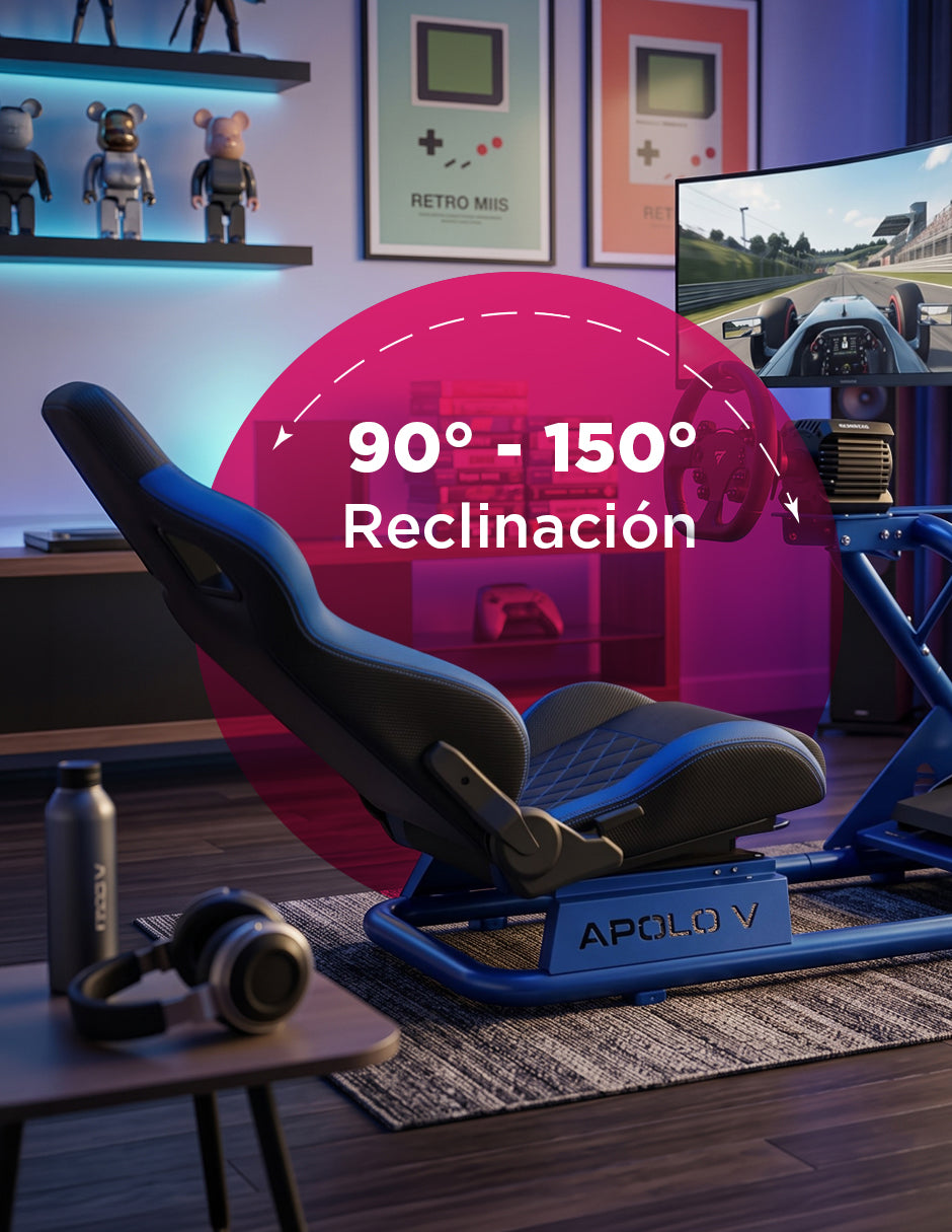 Simulador Gamer Carreras Asiento Racing Reclinable Apolo Azul Vanlig
