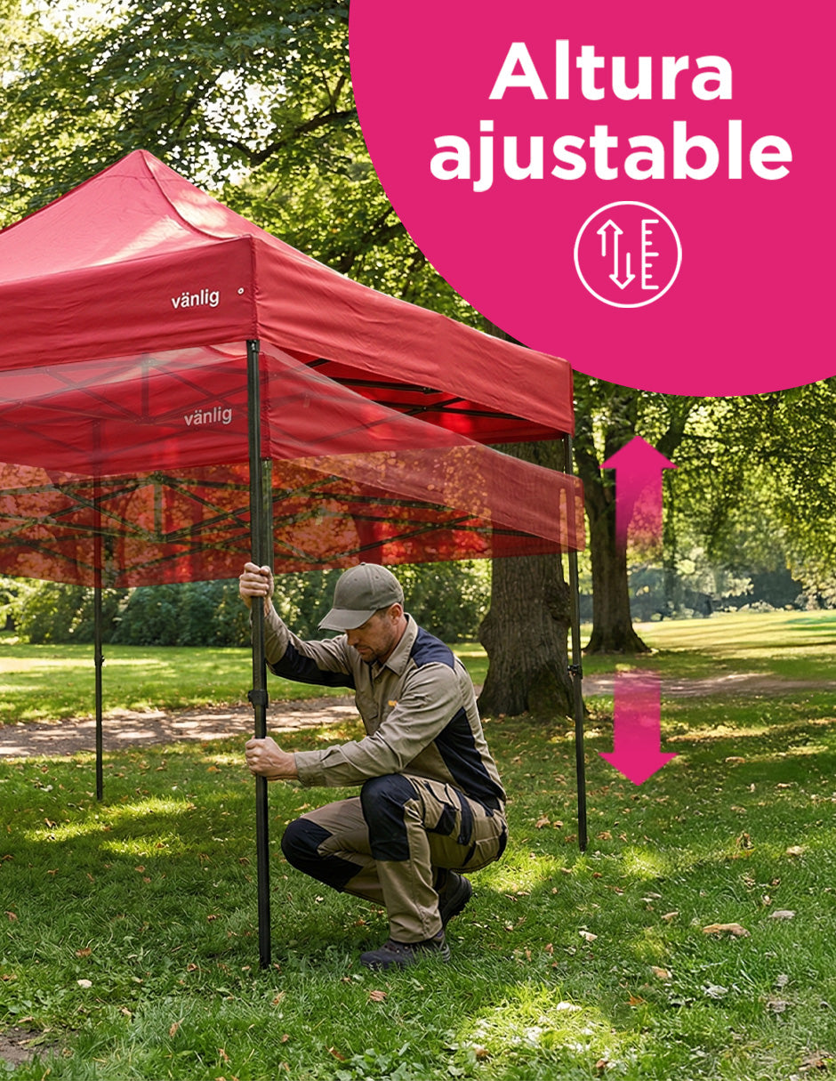 Toldo 3X3 Super Reforzado Hexagonal Rojo