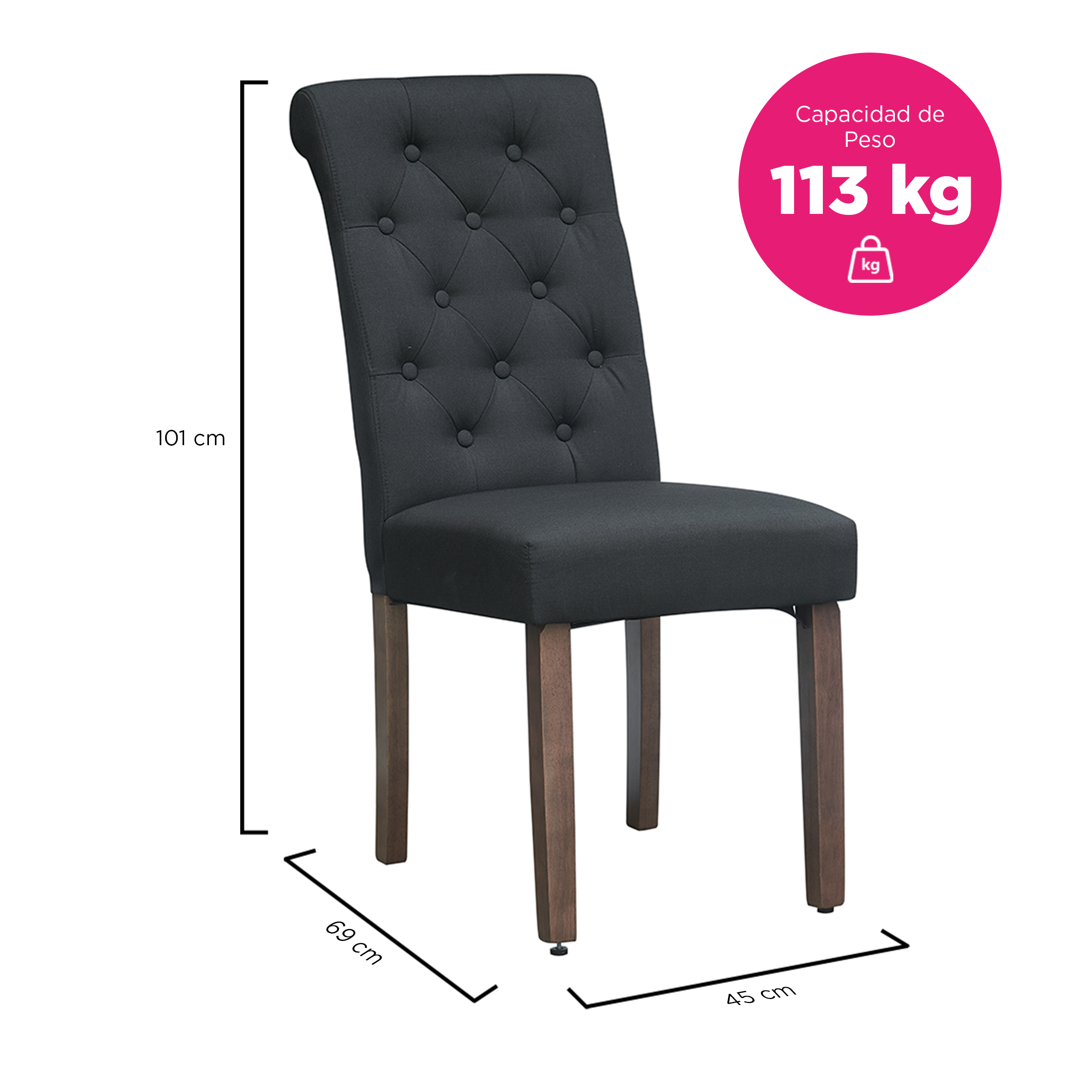 Set de Sillas de Comedor Toledo Negro (Par)