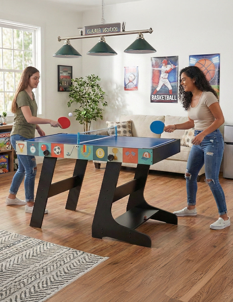 Mesa Multijuegos 4 en 1 Vanlig: Futbolito, Billar, Hockey y Ping-Pong Plegable (SUM-4824-4F)