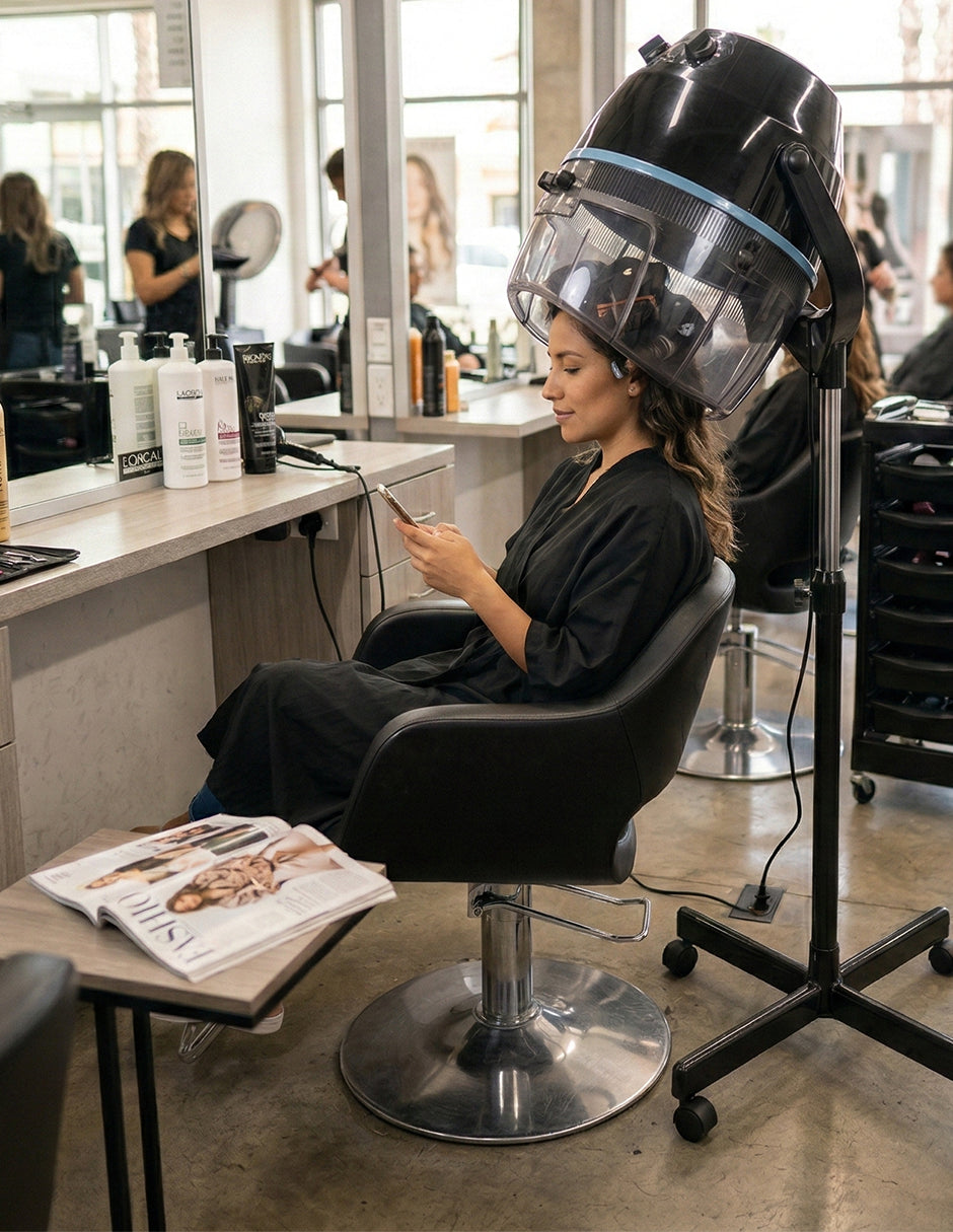 Secadora de Pelo de Pedestal Profesional Kiyomi Negra – Secador de Cabello para Salón
