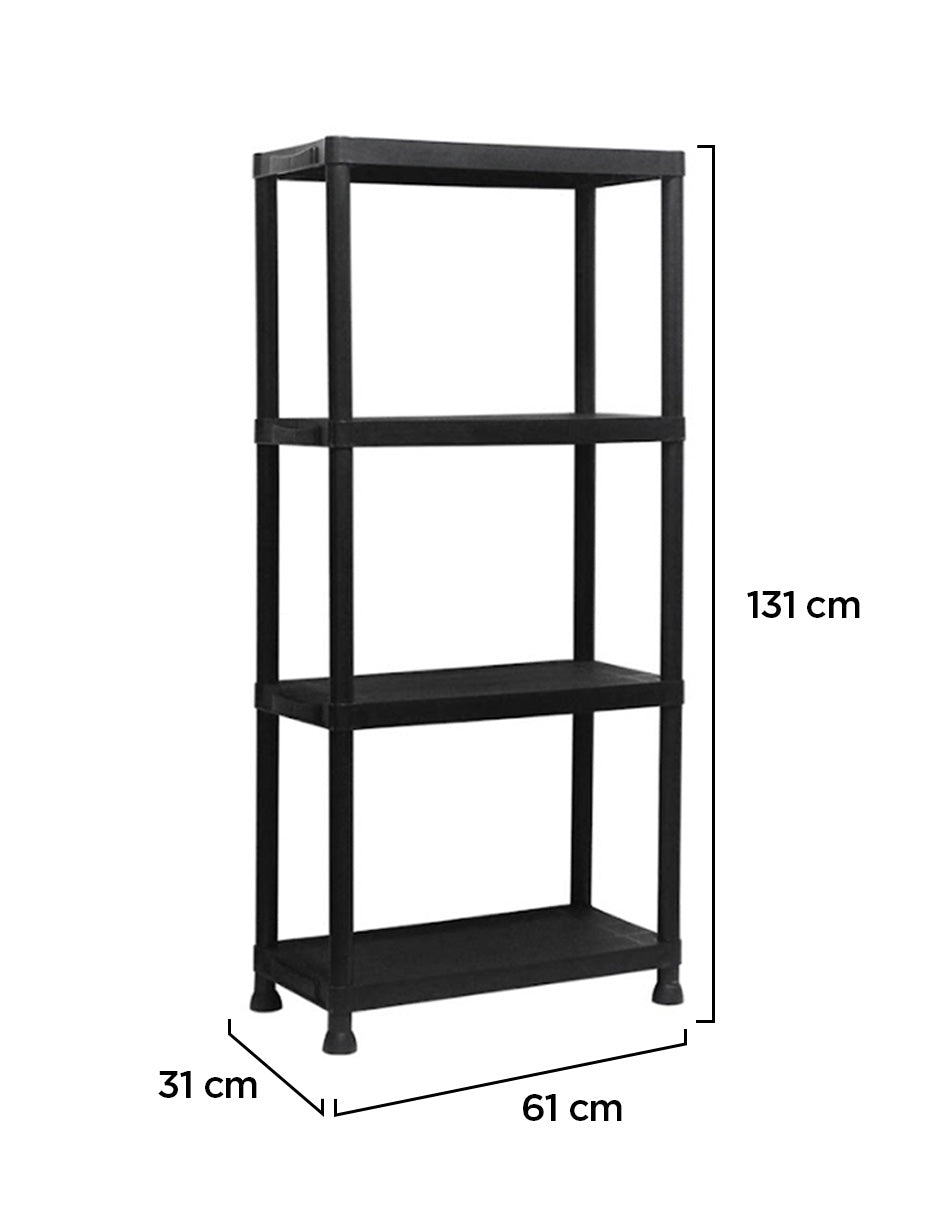 Estantería Organizadora 4 Niveles Color Negro de Vanlig - Plástico Resistente, 61x31x131 cm
