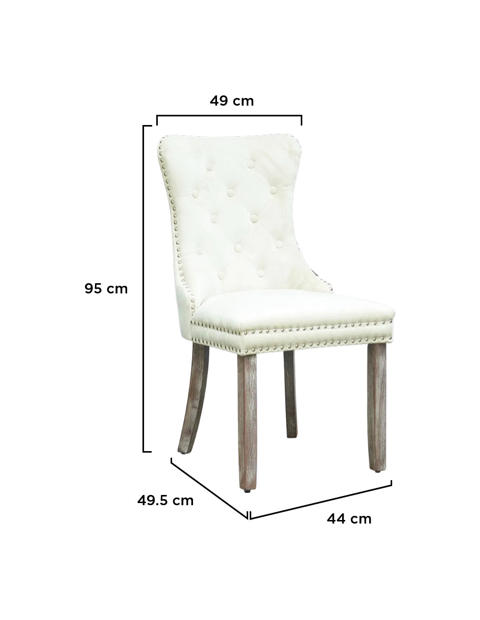 Set de Silla para Comedor o Tocador Palma Vanlig - Tapizado Confort Crema con Diseño Nórdico