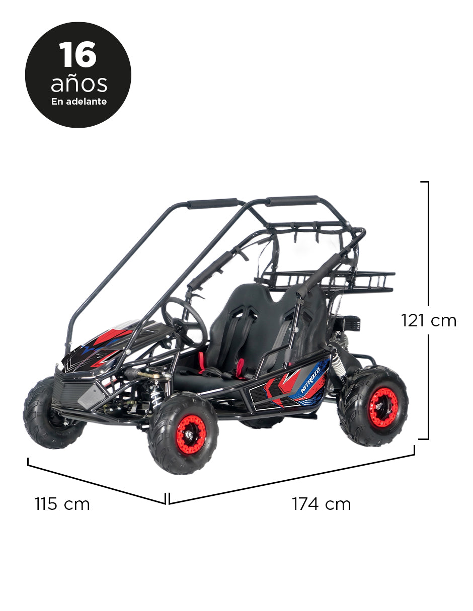 Go Kart a Gasolina de Dos Asientos Dakar Rojo - Carrito Todo Terreno Off-Road