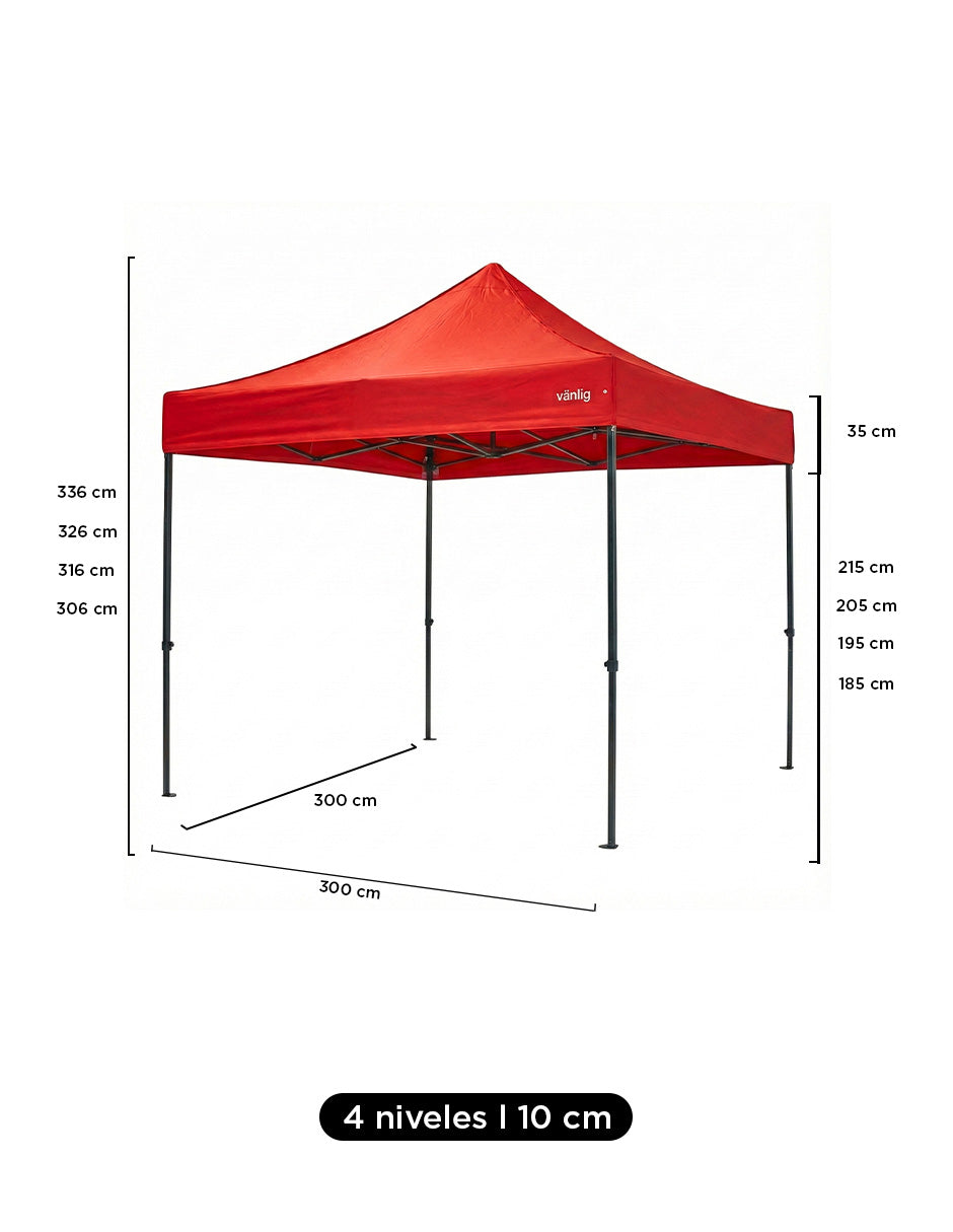 Toldo 3X3 Super Reforzado Hexagonal Rojo