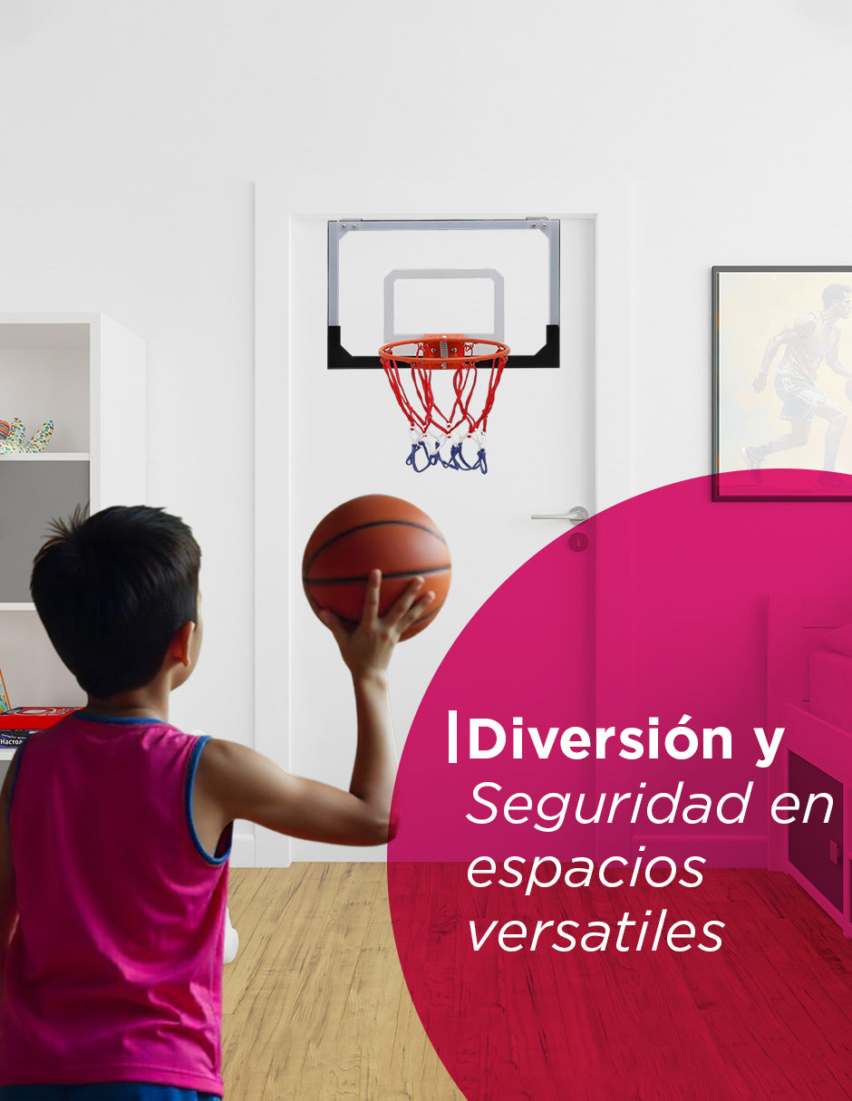 Mini Canasta de Basquetbol para Puerta y Pared Vänlig S-R2 - Tablero de Policarbonato 45x30 cm con Aro de Resorte