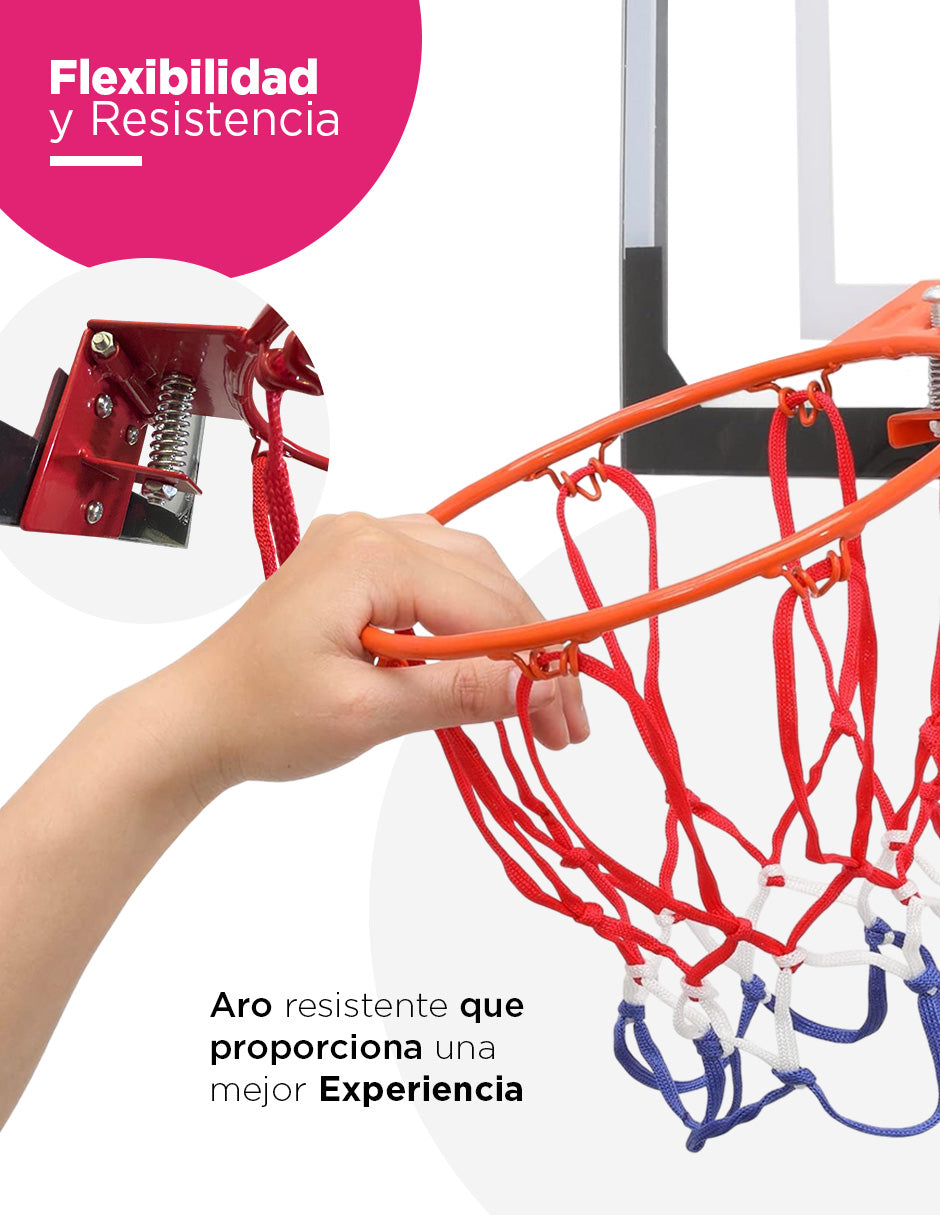 Mini Canasta de Basquetbol para Puerta y Pared Vänlig S-R2 - Tablero de Policarbonato 45x30 cm con Aro de Resorte