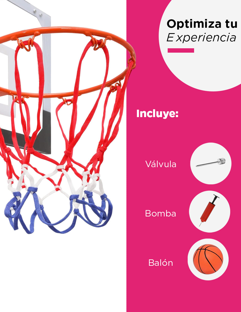 Mini Canasta de Basquetbol para Puerta y Pared Vänlig S-R2 - Tablero de Policarbonato 45x30 cm con Aro de Resorte