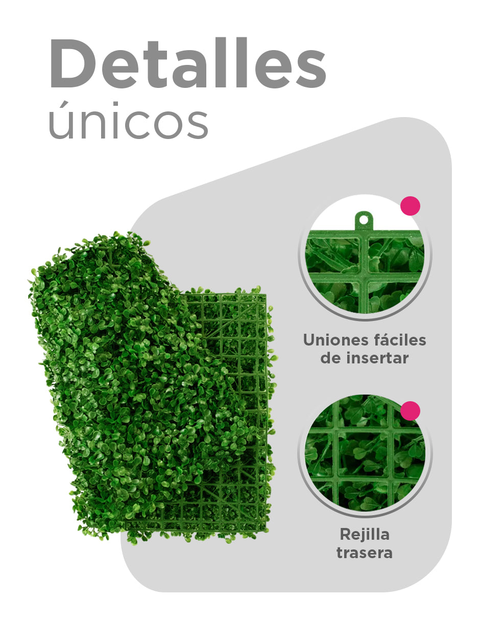 Muro Verde Follaje Artificial Sintético Pared 60 X 40 Cm (5 Piezas)