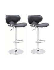 Par de Bancos para Bar Málaga Elegantes con Altura Ajustable, Base Cromada y Tapizado de Vinilo Negro (Set de 2 Piezas)