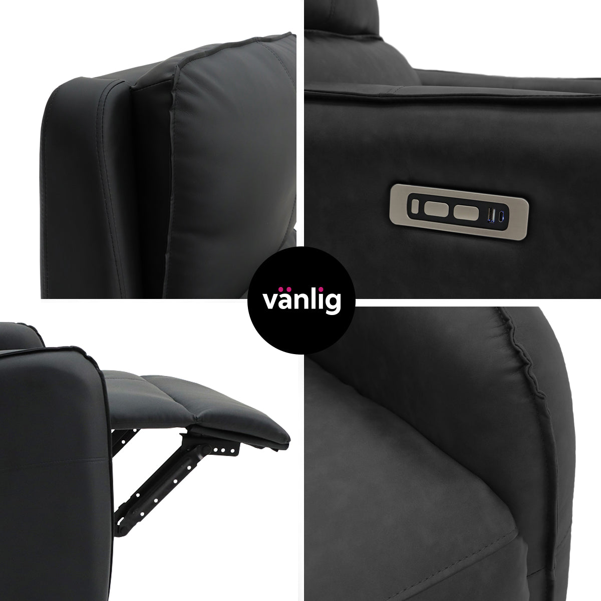 Sillón Reposet Eléctrico Quebec Negro