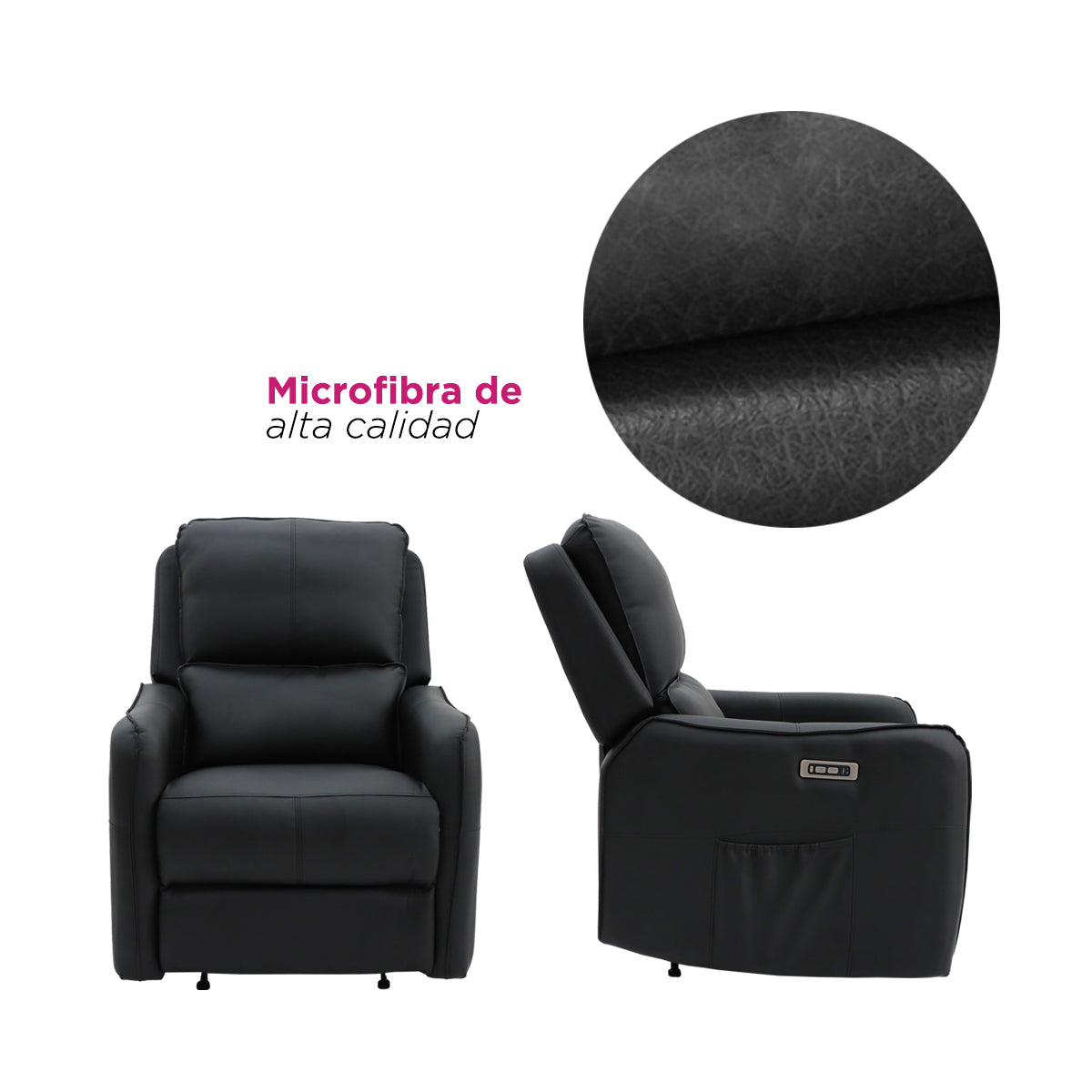 Sillón Reposet Eléctrico Quebec Negro