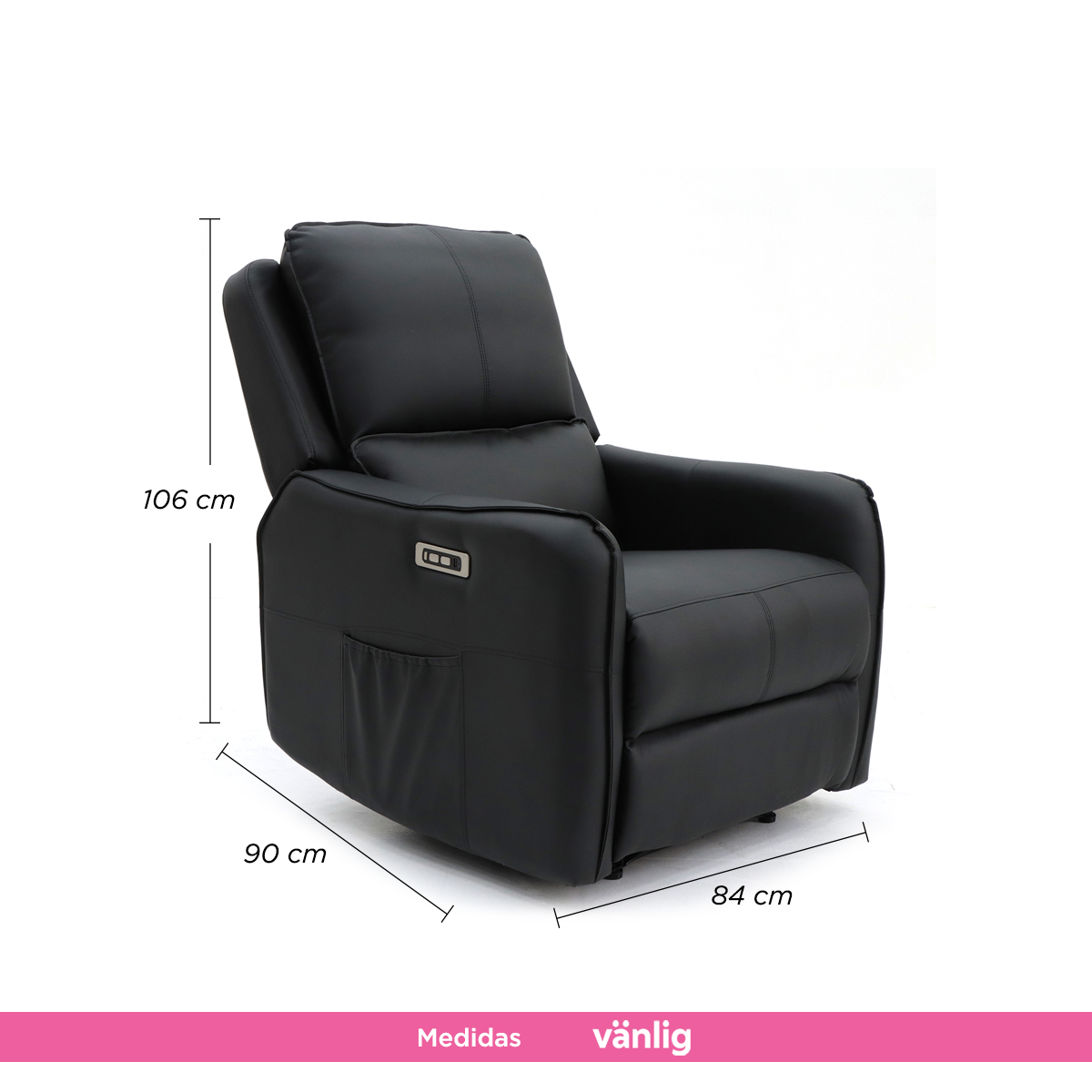 Sillón Reposet Eléctrico Quebec Negro