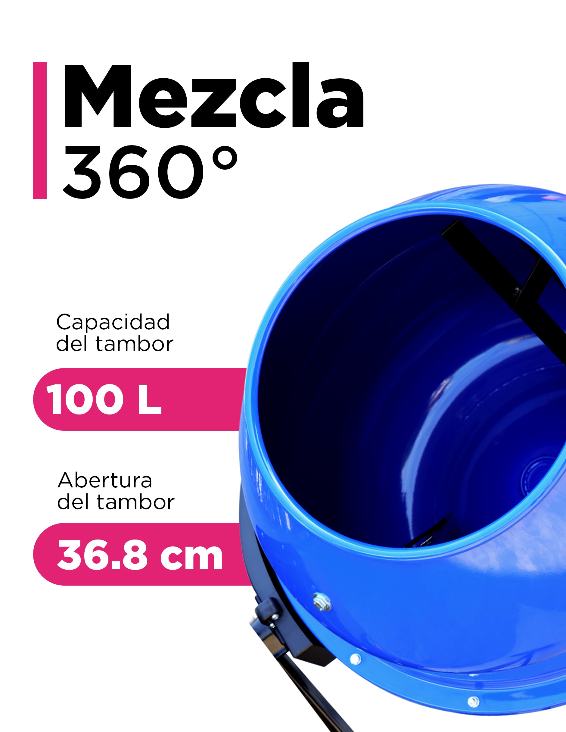 Revolvedora De Cemento Trompo Eléctrico 100 L 1440 Rpm 350w