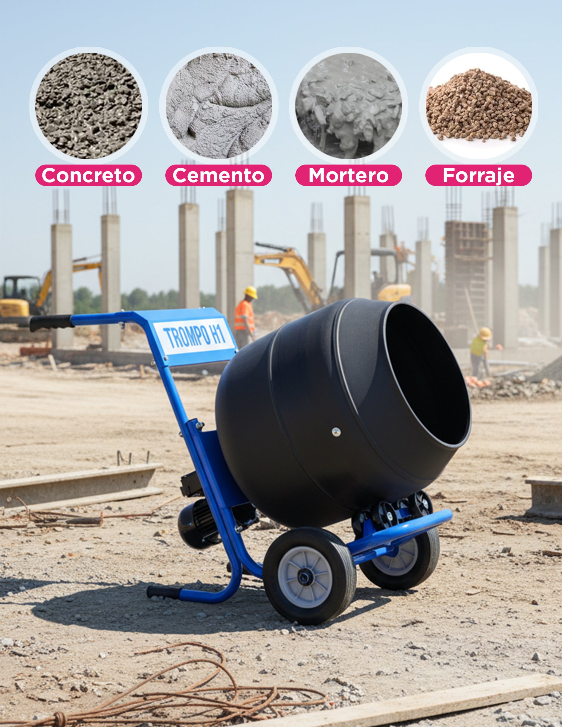 Revolvedora Eléctrica De Cemento 4m3 Mortero Estuco 500w