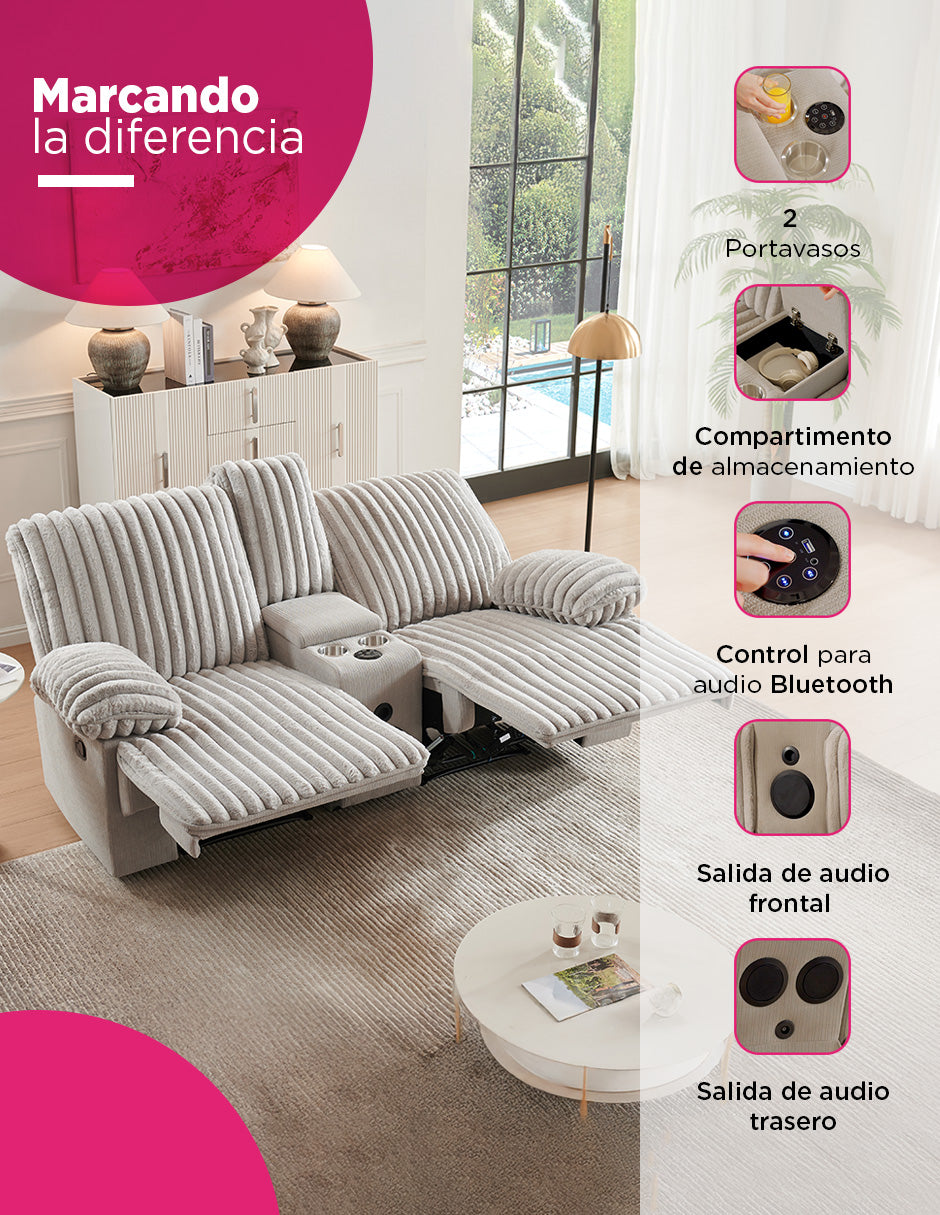 Sala Moderna De Lujo Reclinable C/consola Bluetooth Altavoz