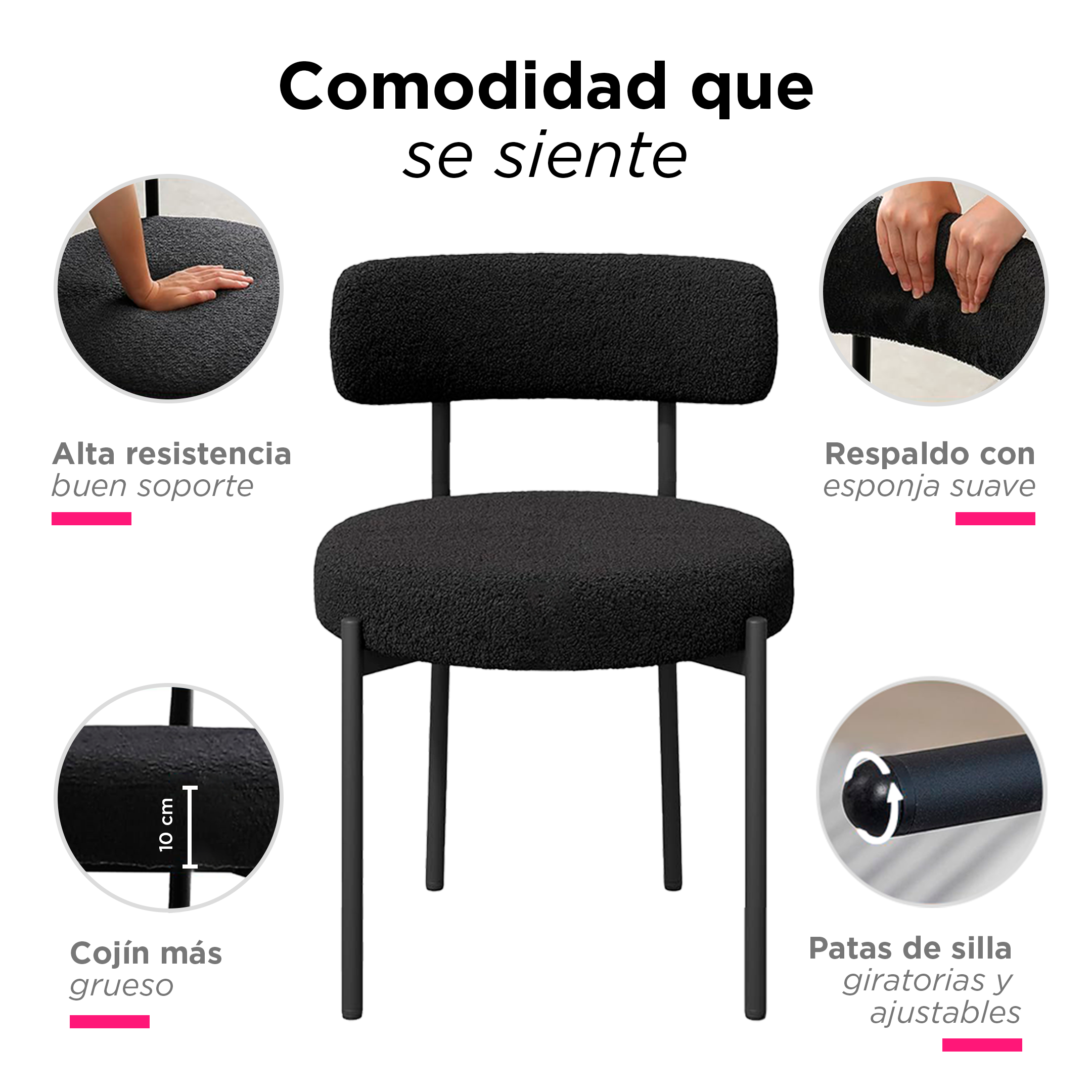 Set de Sillas Vintage Modena Negra (Par)