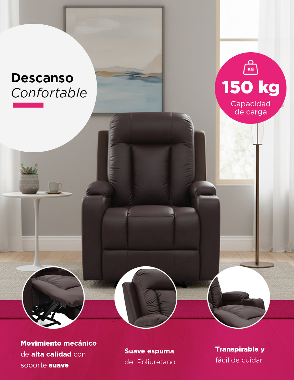Sillón Tauber Elevador Reclinable con Masaje Cafe