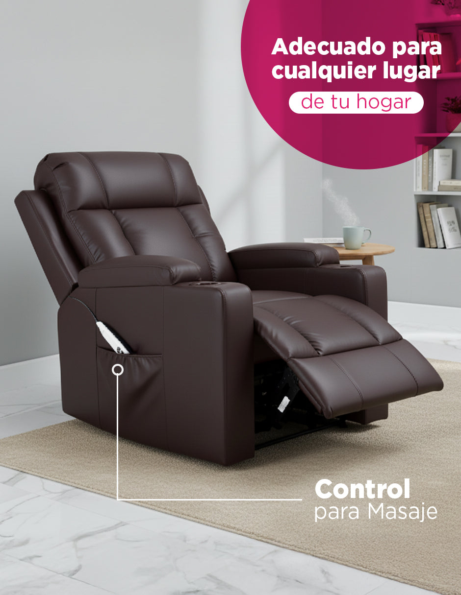Sillón Tauber Elevador Reclinable con Masaje Cafe