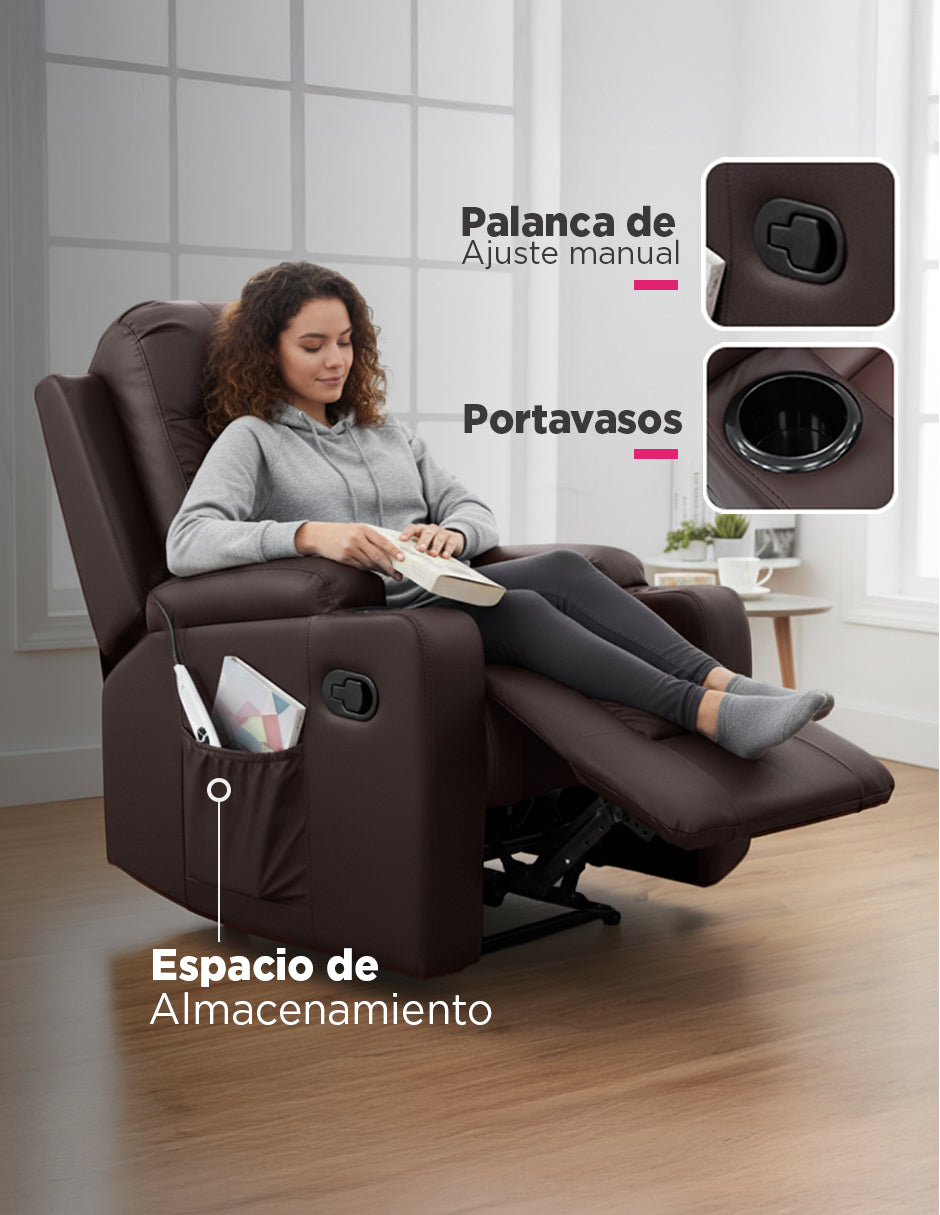Sillón Tauber Elevador Reclinable con Masaje Cafe
