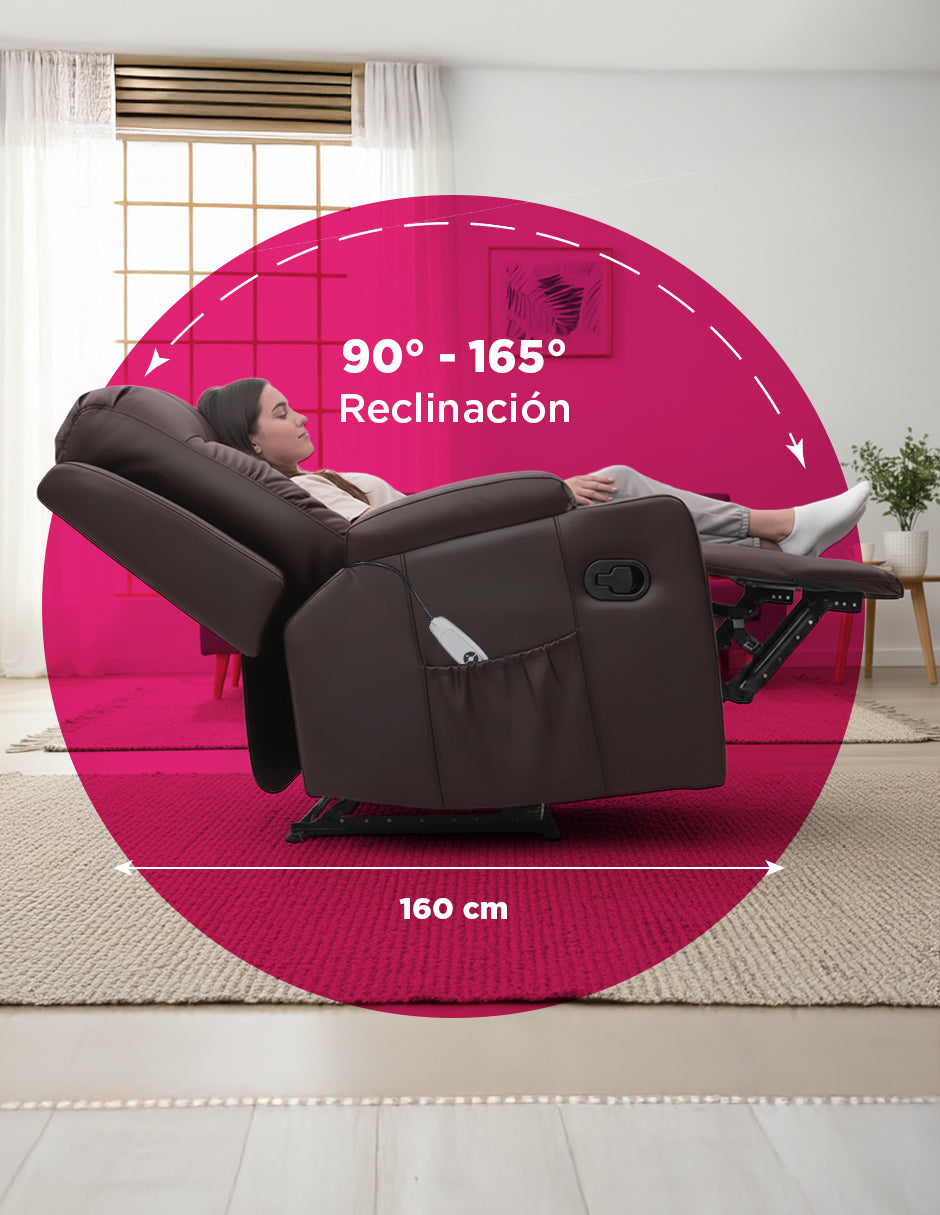 Sillón Tauber Elevador Reclinable con Masaje Cafe