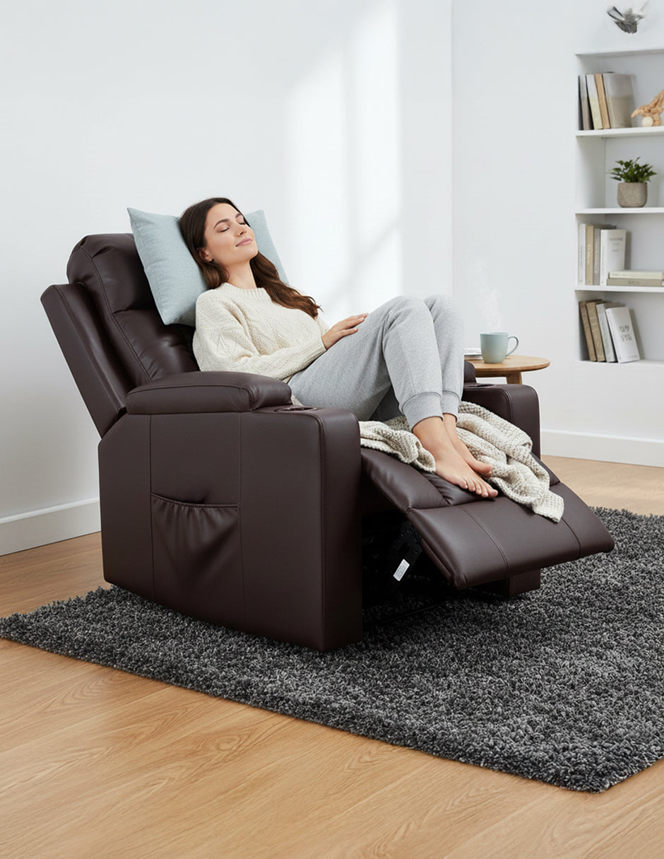 Sillón Tauber Elevador Reclinable con Masaje Cafe