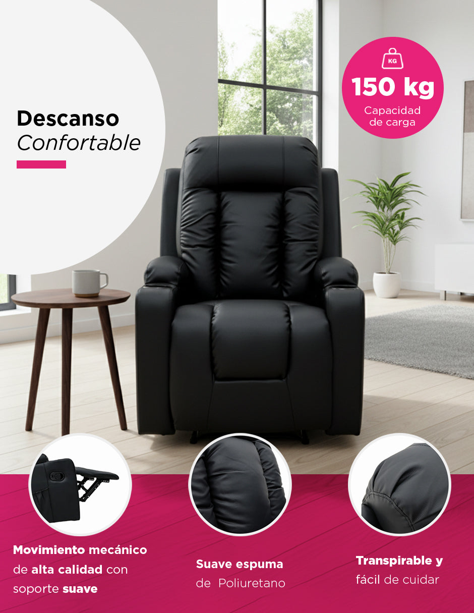 Sillón Tauber Elevador Reclinable con Masaje Negro