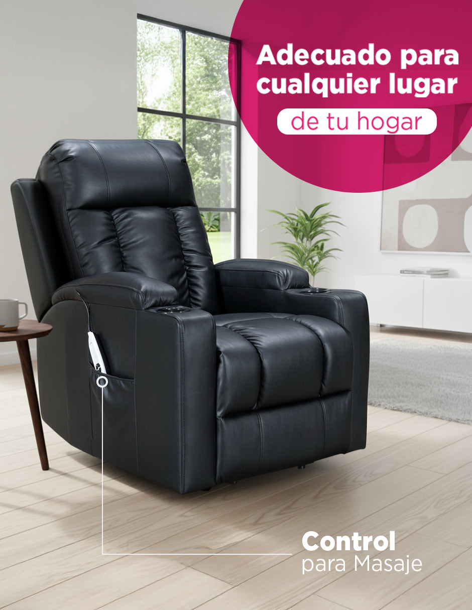 Sillón Tauber Elevador Reclinable con Masaje Negro