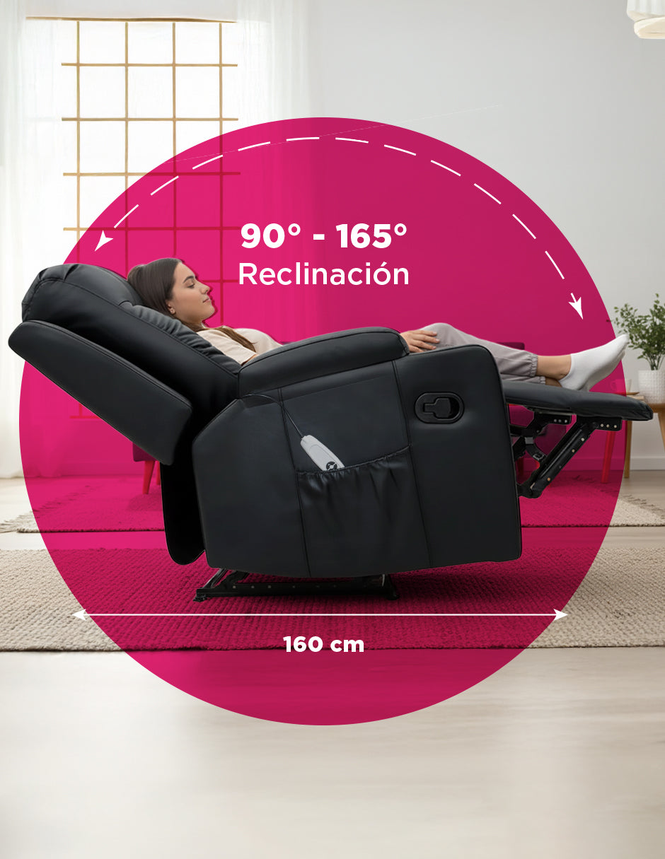 Sillón Tauber Elevador Reclinable con Masaje Negro