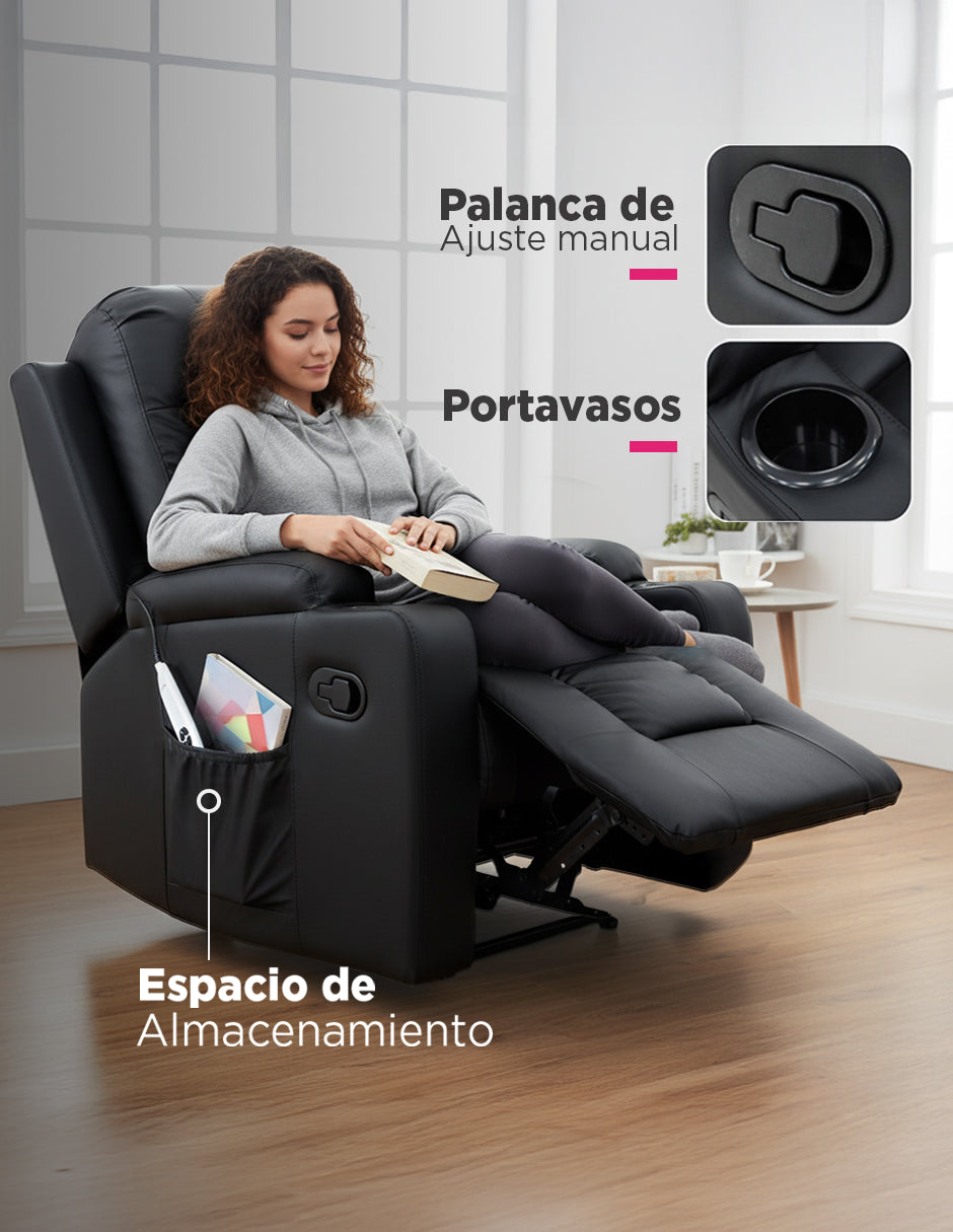 Sillón Tauber Elevador Reclinable con Masaje Negro