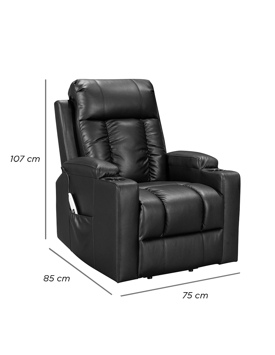 Sillón Tauber Elevador Reclinable con Masaje Negro