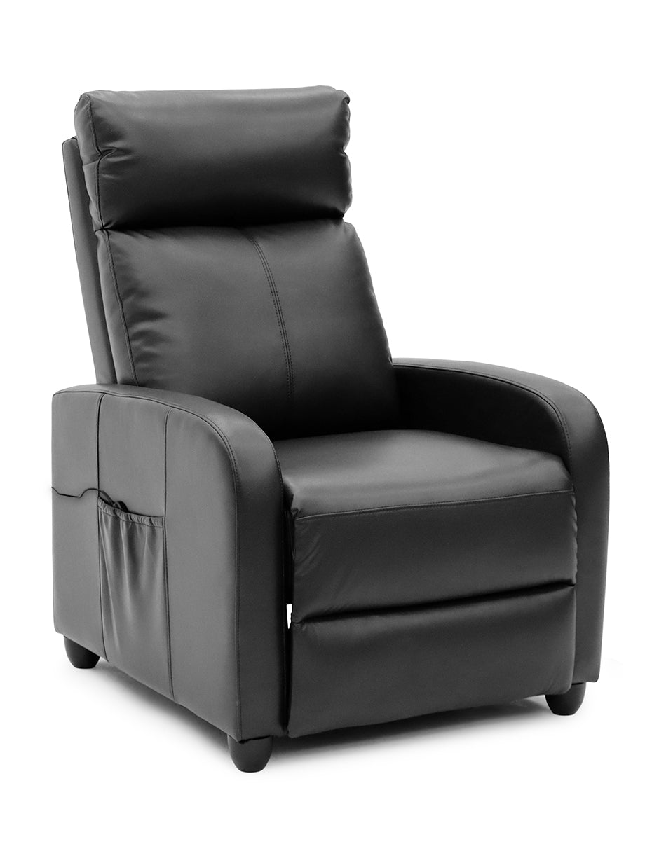 SIillon Reposet Reclinable Pushback Con Masaje Torino Negro Vinipiel