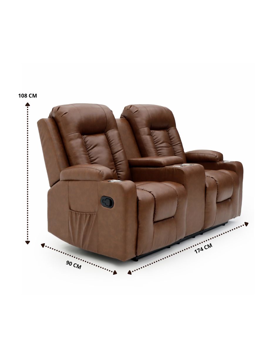 Sofá Reposet 2 Asientos Reclinable Portavasos Cine Bayona