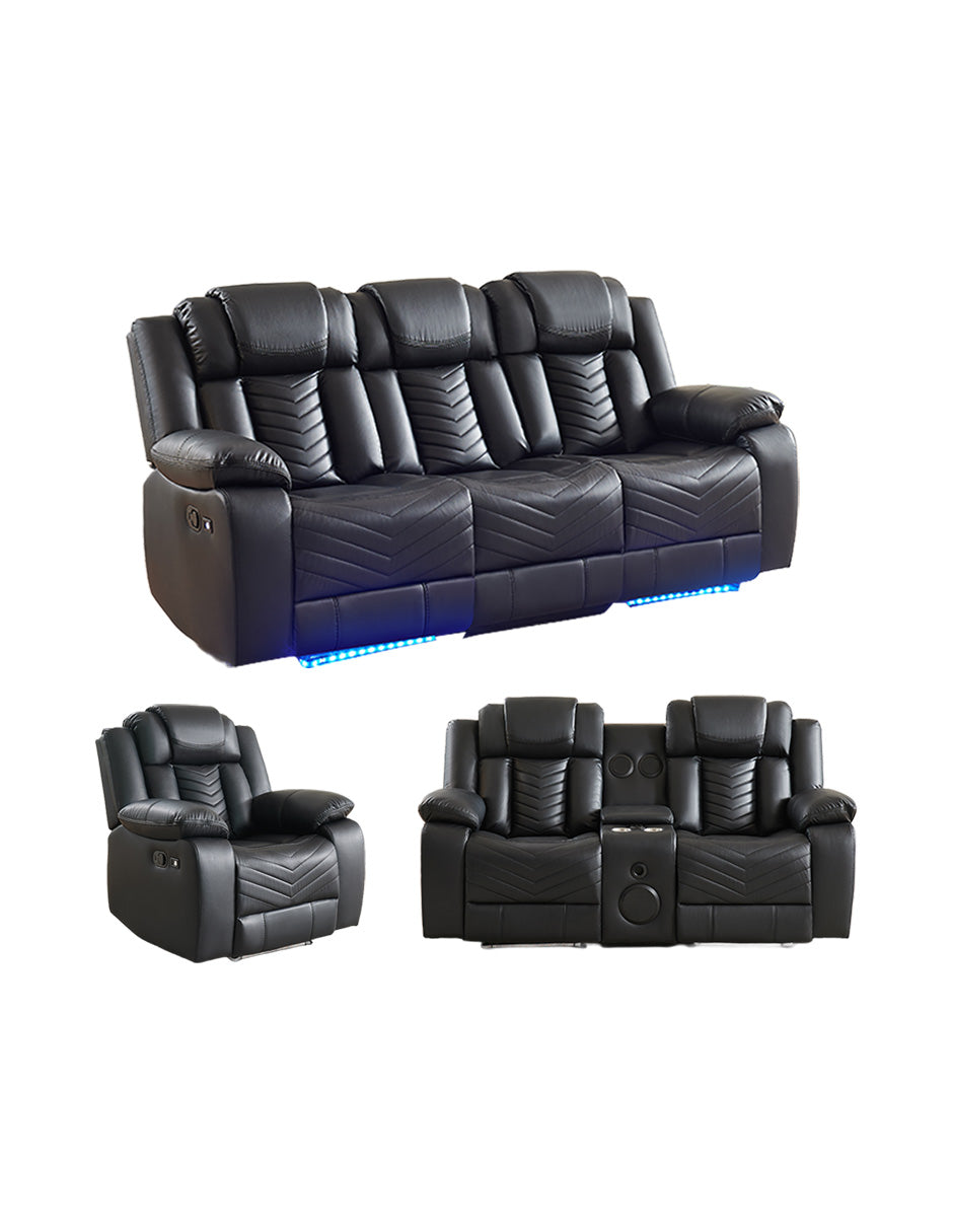 Sala De Lujo Moderna Cine Reclinable Led c/consola Bluetooth Lindau