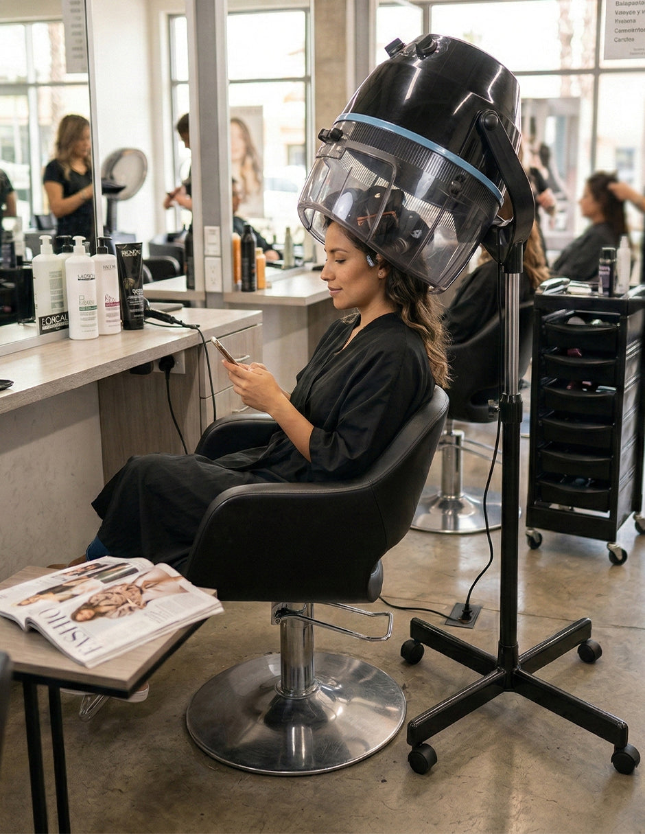 Secadora de Pelo de Pedestal Profesional Kiyomi Negra – Secador de Cabello para Salón