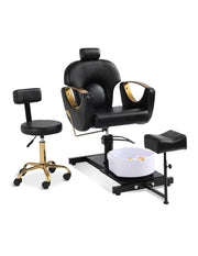 Set Estación de Pedicura Profesional 3 en 1 (Silla, Banco y Reposapiés)