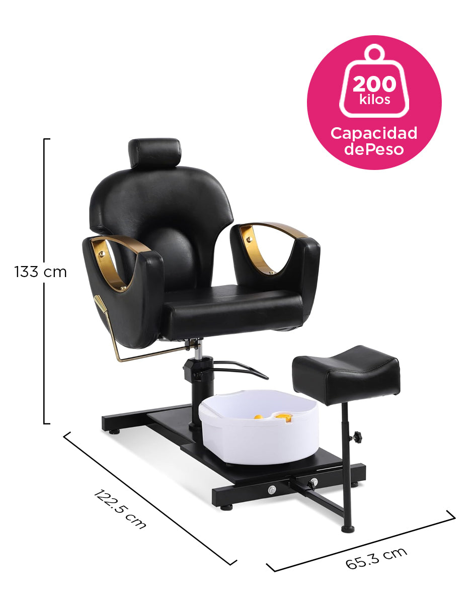 Set Estación de Pedicura Profesional 3 en 1 (Silla, Banco y Reposapiés)